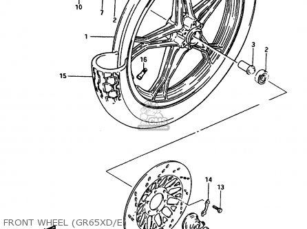 FRONT WHEEL (GR65XD/E) - GR650 1984 (E) (E01 E04 E15 E16 E17 E21 E22 E24 E26 E34 E39)