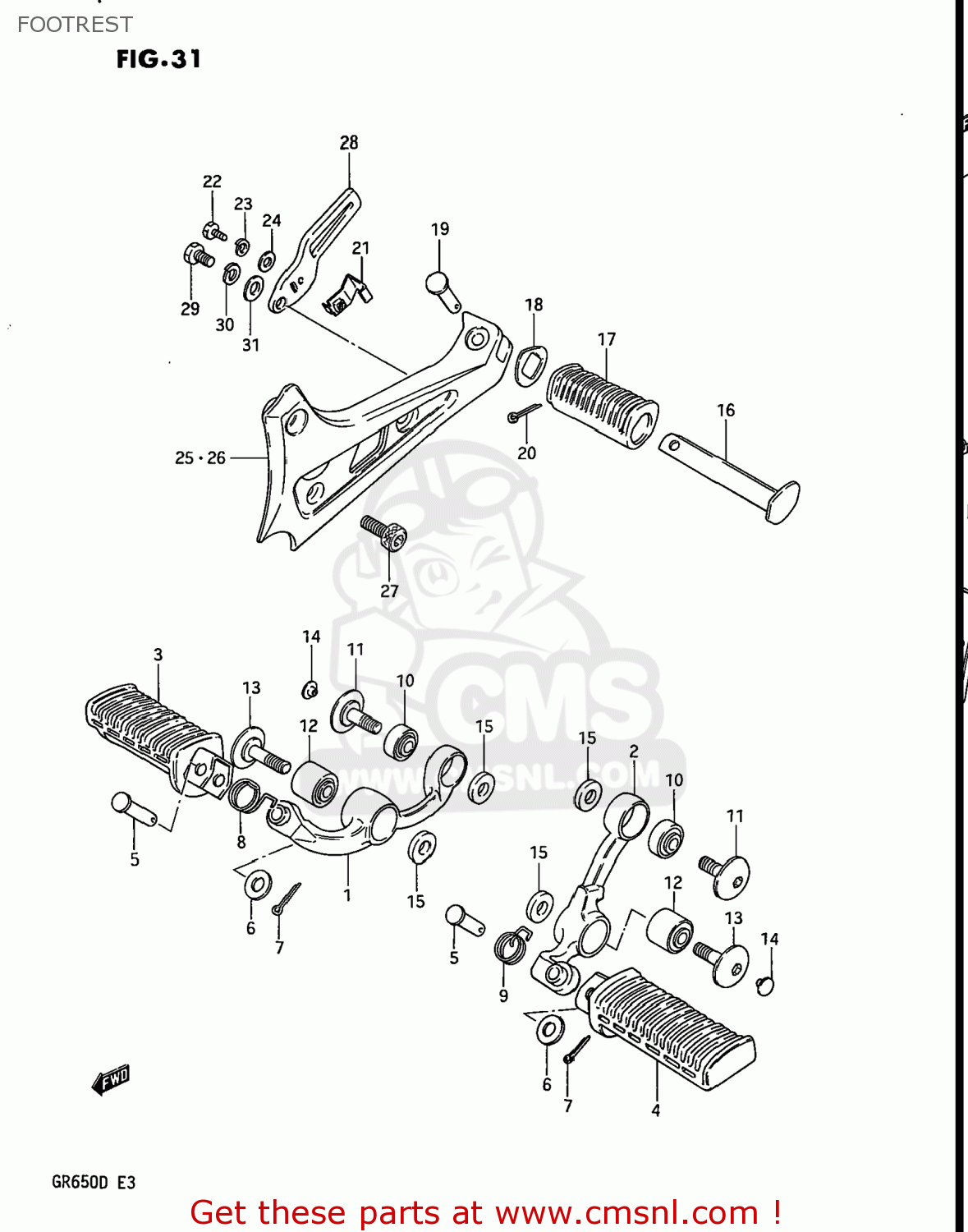 FOOTREST GR650 TEMPTER 1983 (D) USA (E03)
