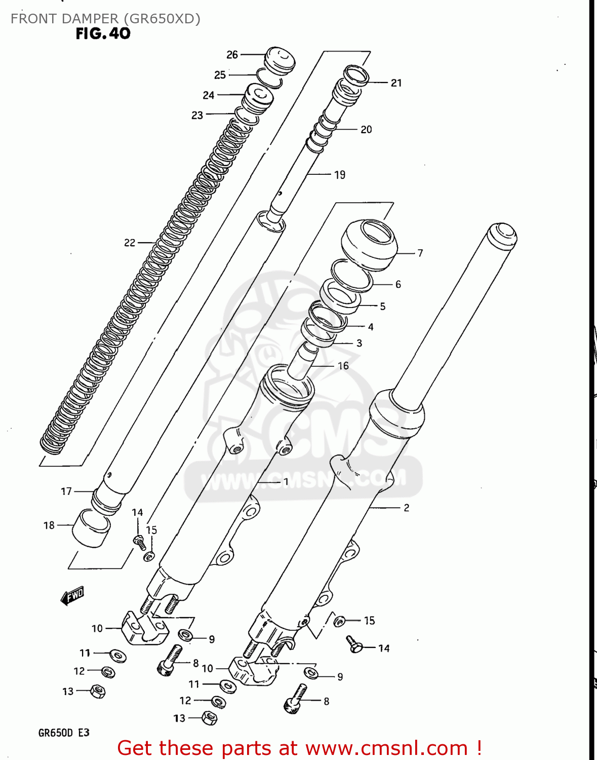 FRONT DAMPER (GR650XD) GR650 TEMPTER 1983 (D) USA (E03)