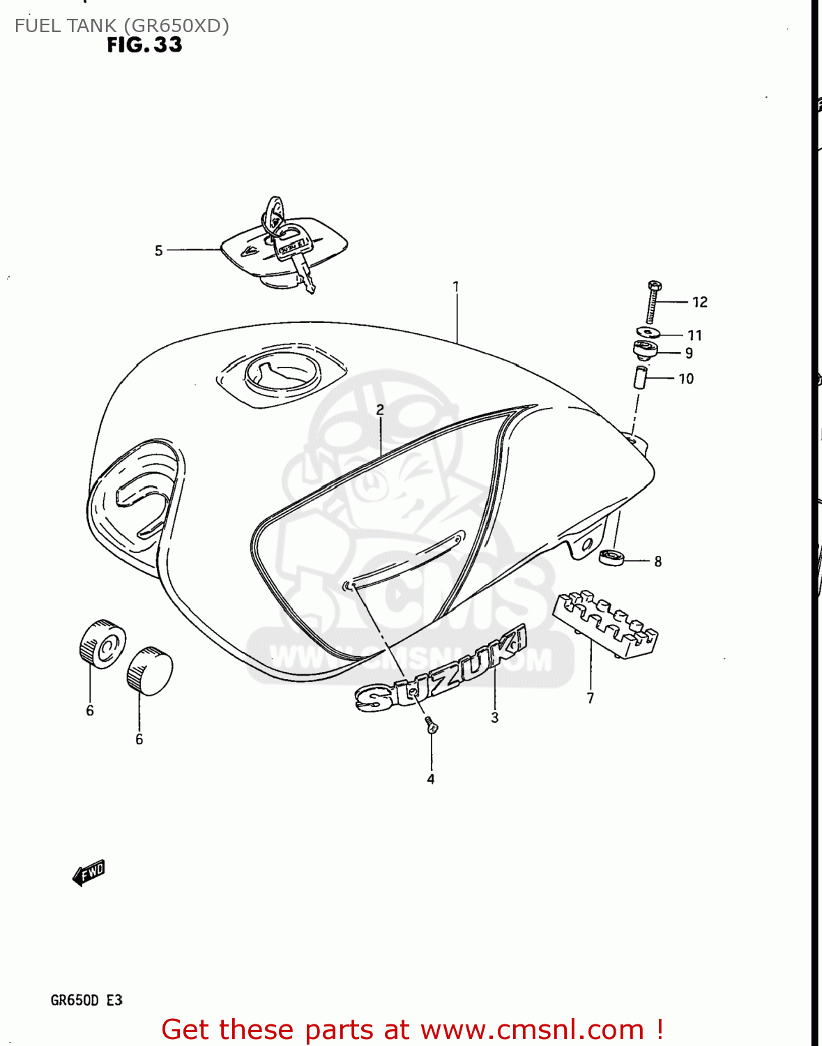 FUEL TANK (GR650XD) GR650 TEMPTER 1983 (D) USA (E03)