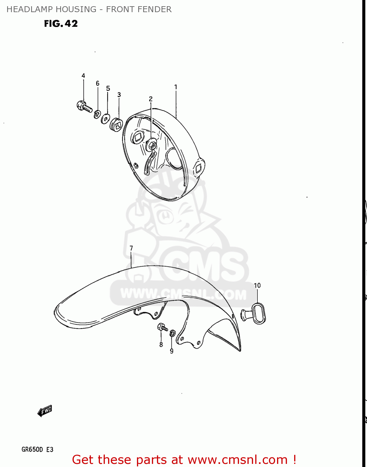 HEADLAMP HOUSING - FRONT FENDER GR650 TEMPTER 1983 (D) USA (E03)