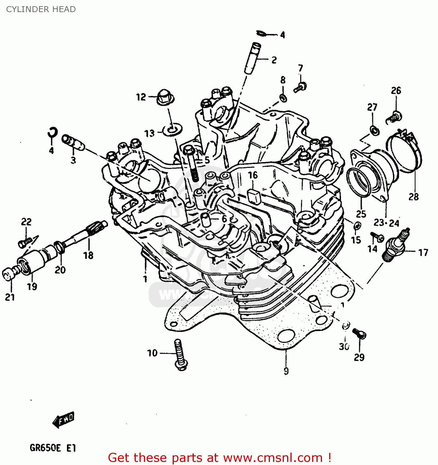 CYLINDER HEAD GR650X 1983 (D) (E01 E02 E06 E22 E24 E39)