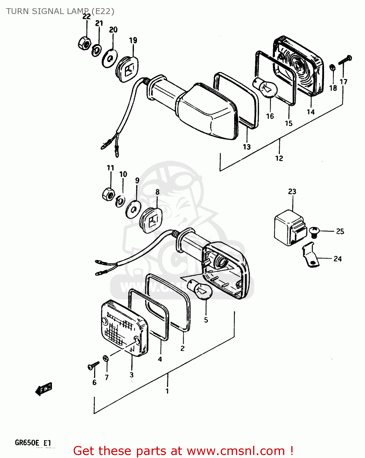 TURN SIGNAL LAMP (E22) GR650X 1983 (D) (E01 E02 E06 E22 E24 E39)