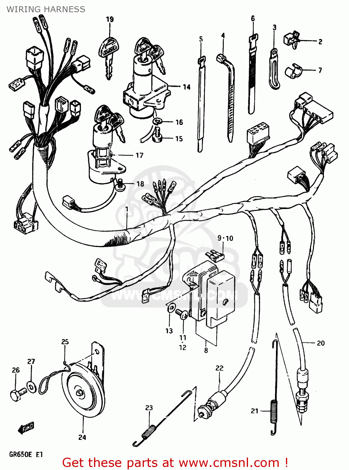 WIRING HARNESS GR650X 1983 (D) (E01 E02 E06 E22 E24 E39)
