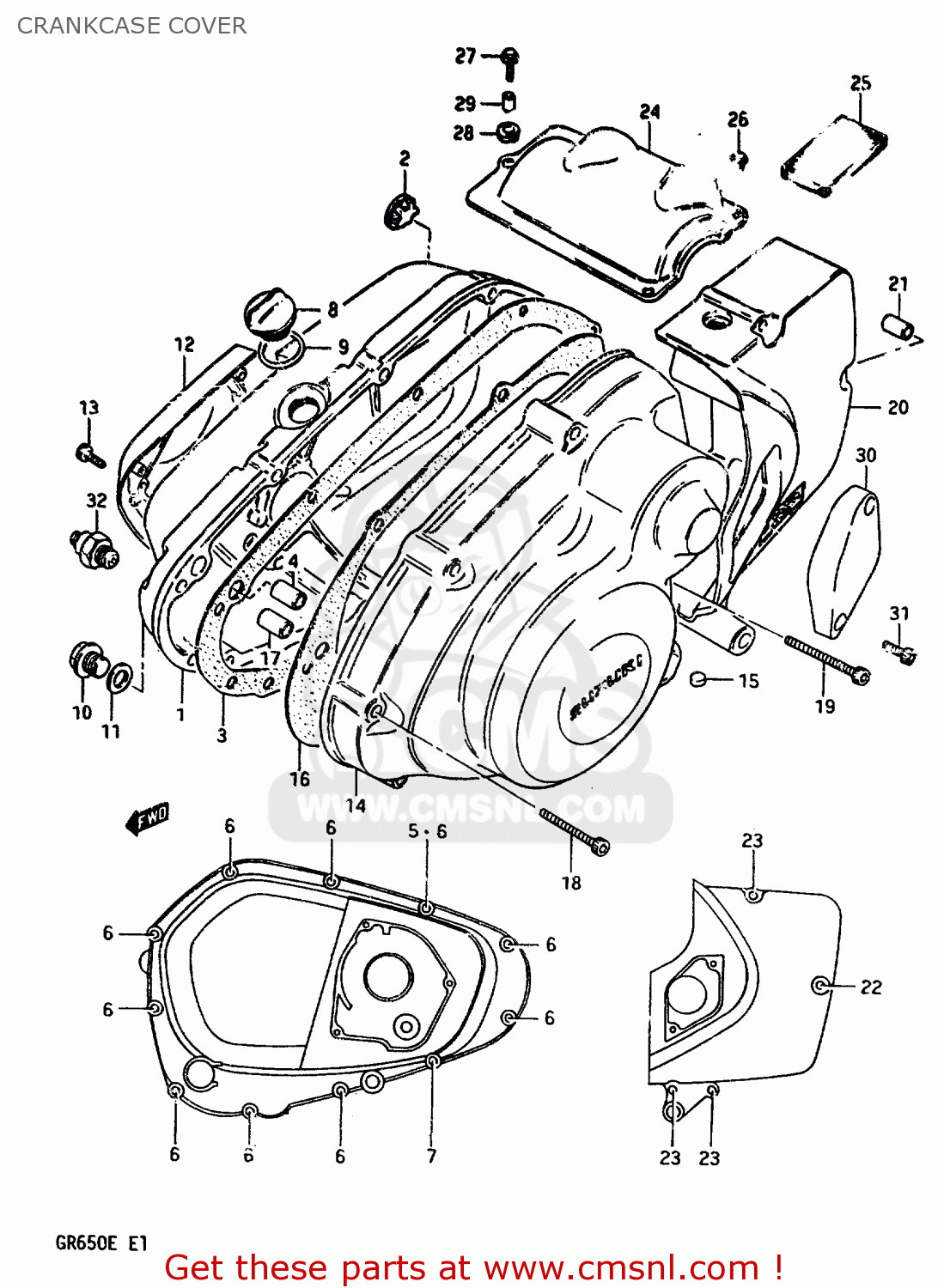 CRANKCASE COVER GR650X 1983 (D) (E01 E02 E06 E22 E24 E39)