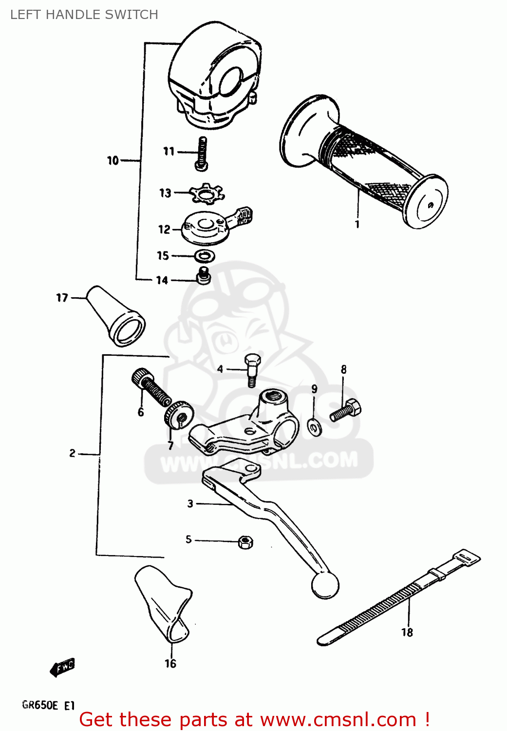 LEFT HANDLE SWITCH GR650X 1983 (D) (E01 E02 E06 E22 E24 E39)