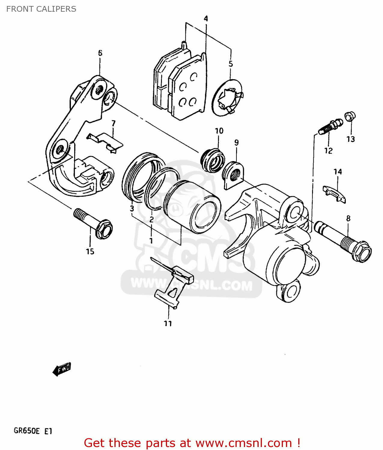FRONT CALIPERS GR650X 1983 (D) (E01 E02 E06 E22 E24 E39)