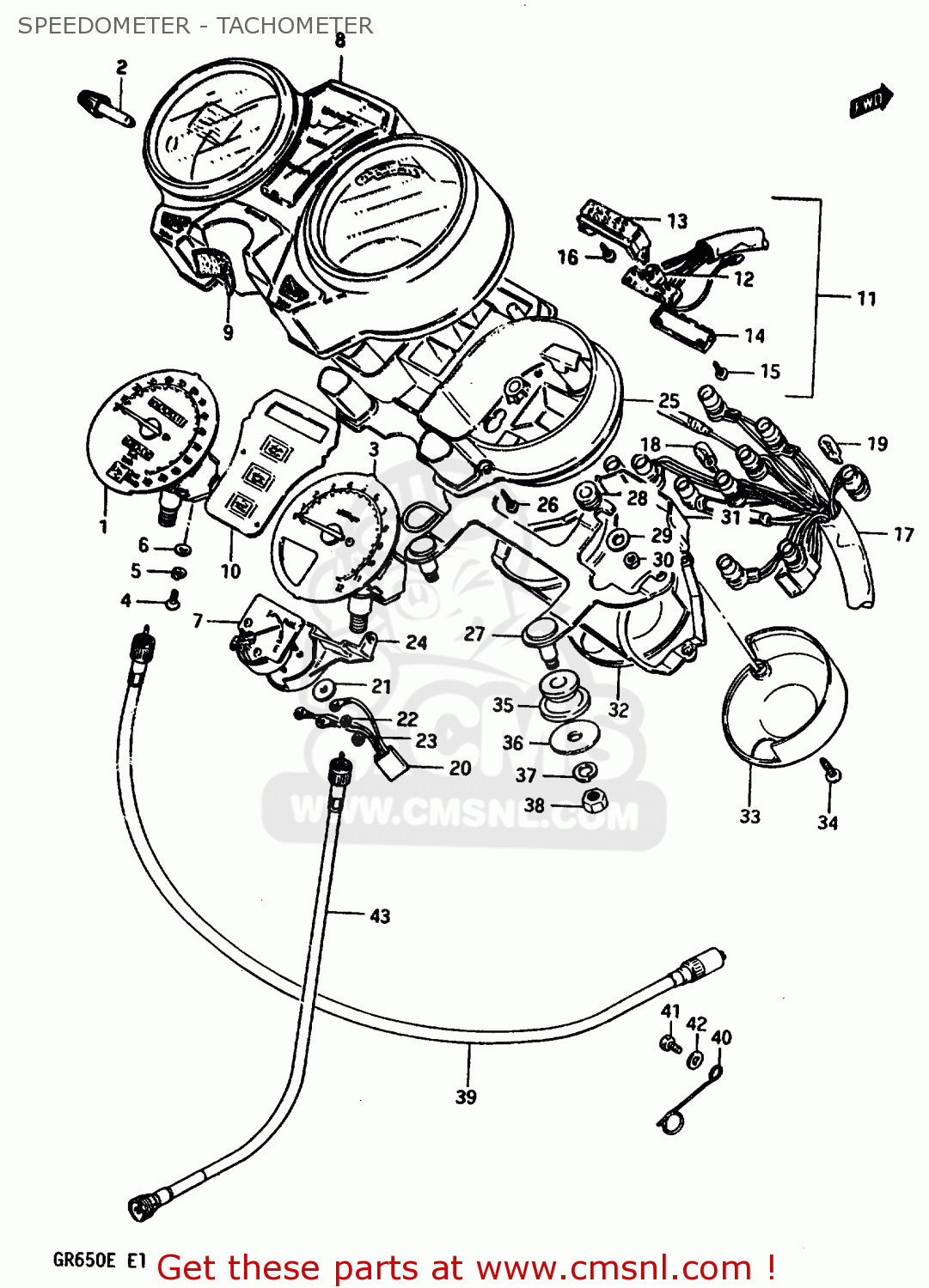 SPEEDOMETER - TACHOMETER GR650X 1984 (E) GENERAL EXPORT GERMANY AUSTRALIA (E01 E22 E24)