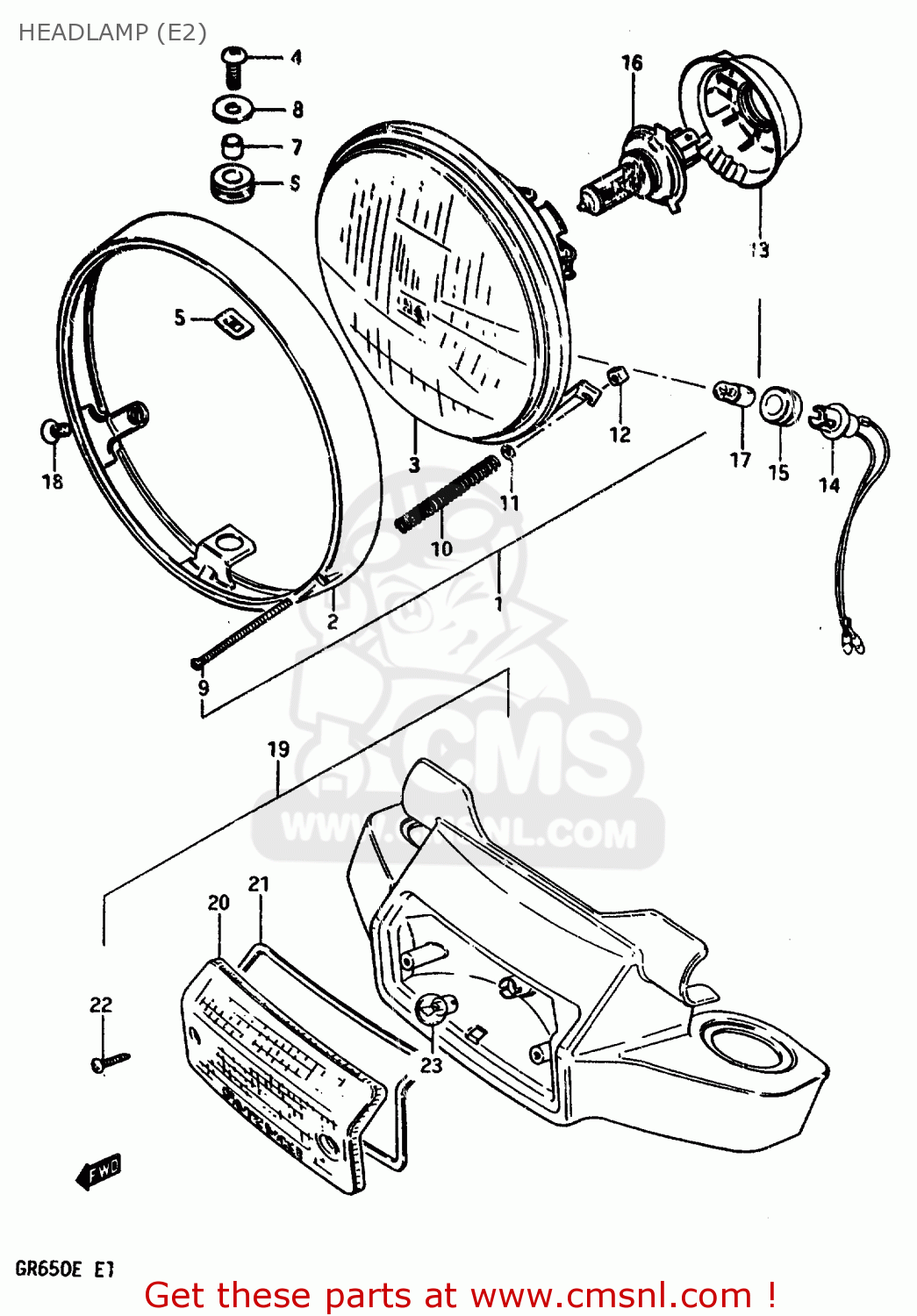 HEADLAMP (E2) GR650X 1984 (E) GENERAL EXPORT GERMANY AUSTRALIA (E01 E22 E24)