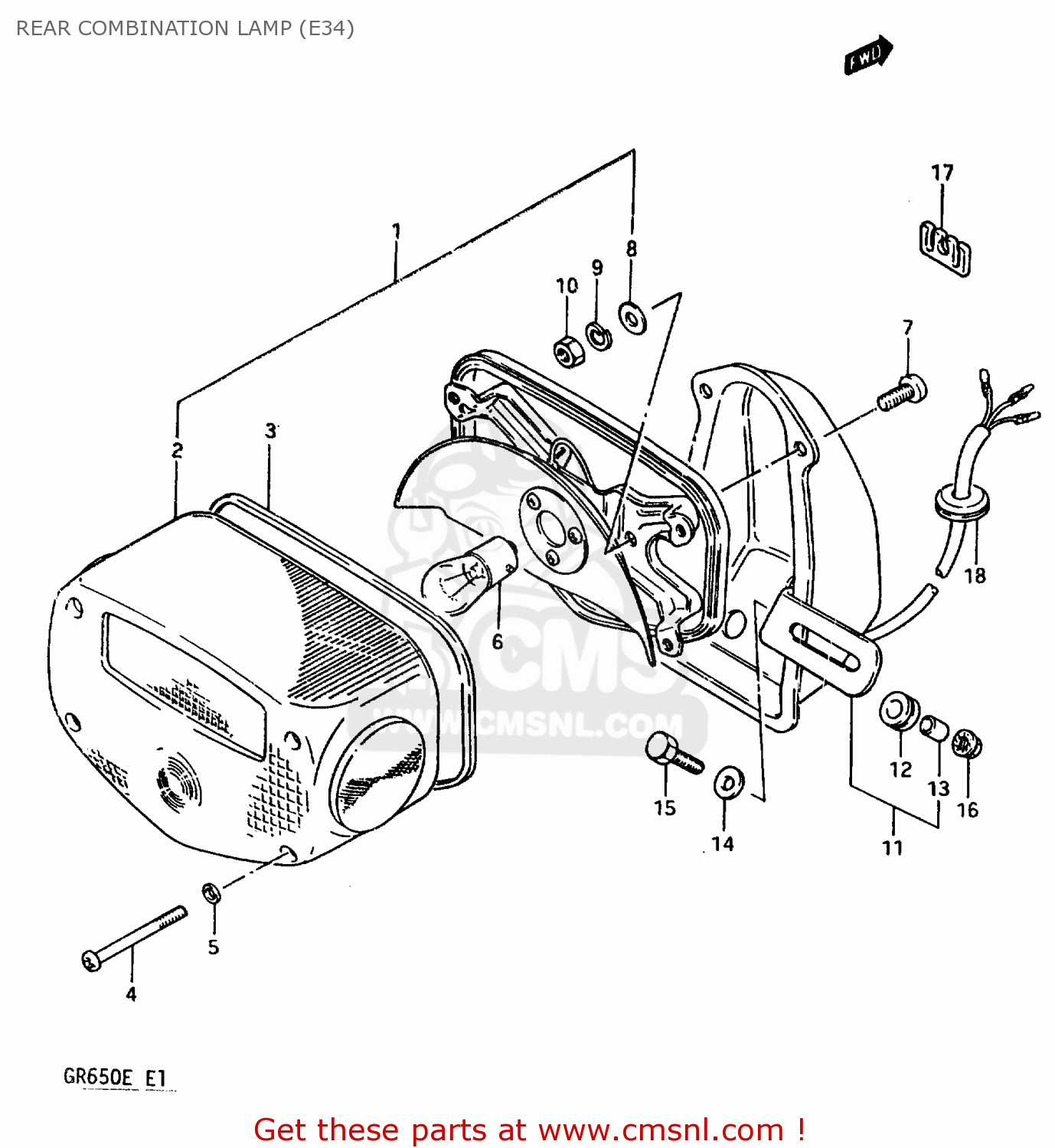 REAR COMBINATION LAMP (E34) GR650X 1984 (E) GENERAL EXPORT GERMANY AUSTRALIA (E01 E22 E24)