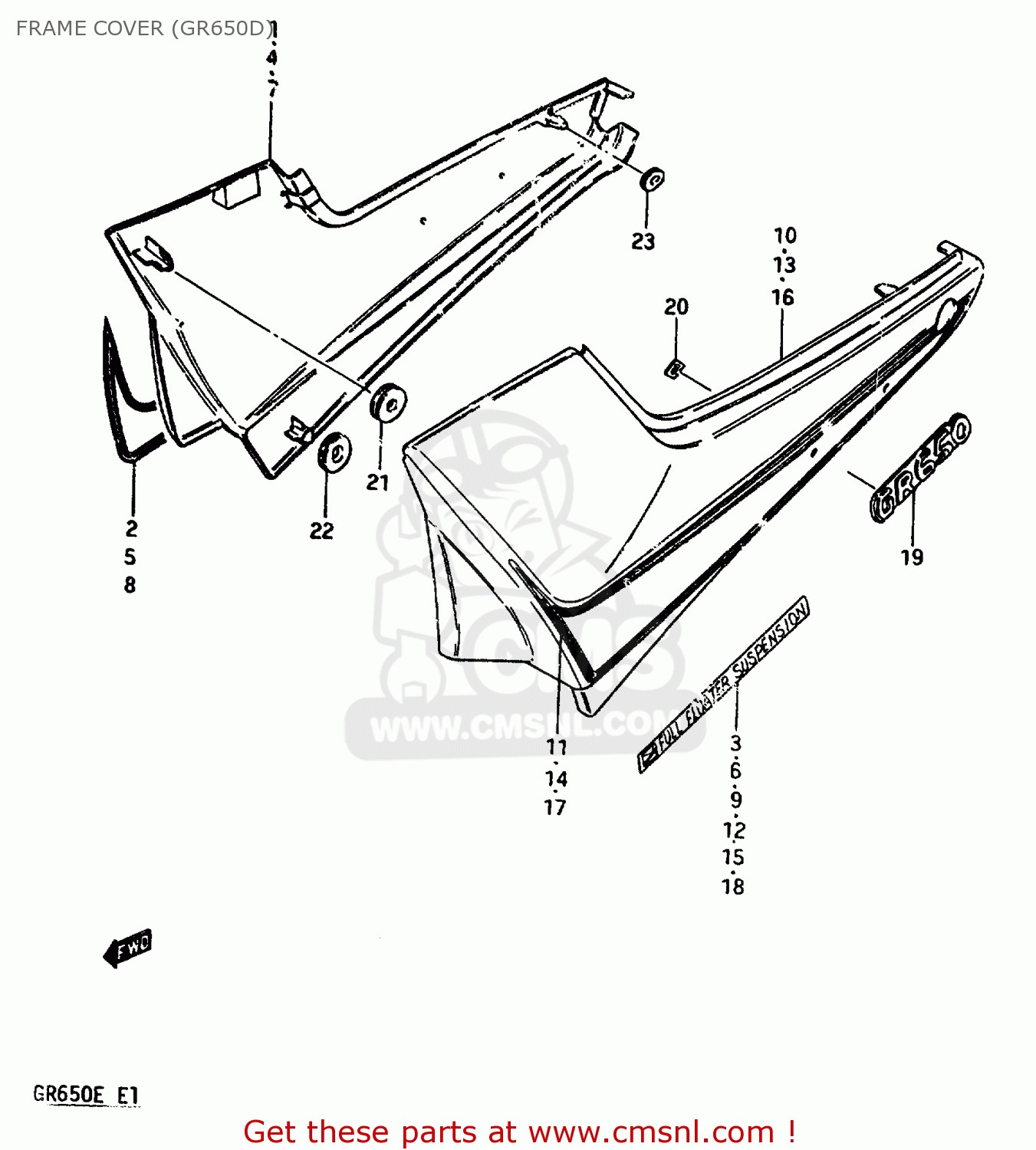 FRAME COVER (GR650D) GR650X 1984 (E) GENERAL EXPORT GERMANY AUSTRALIA (E01 E22 E24)