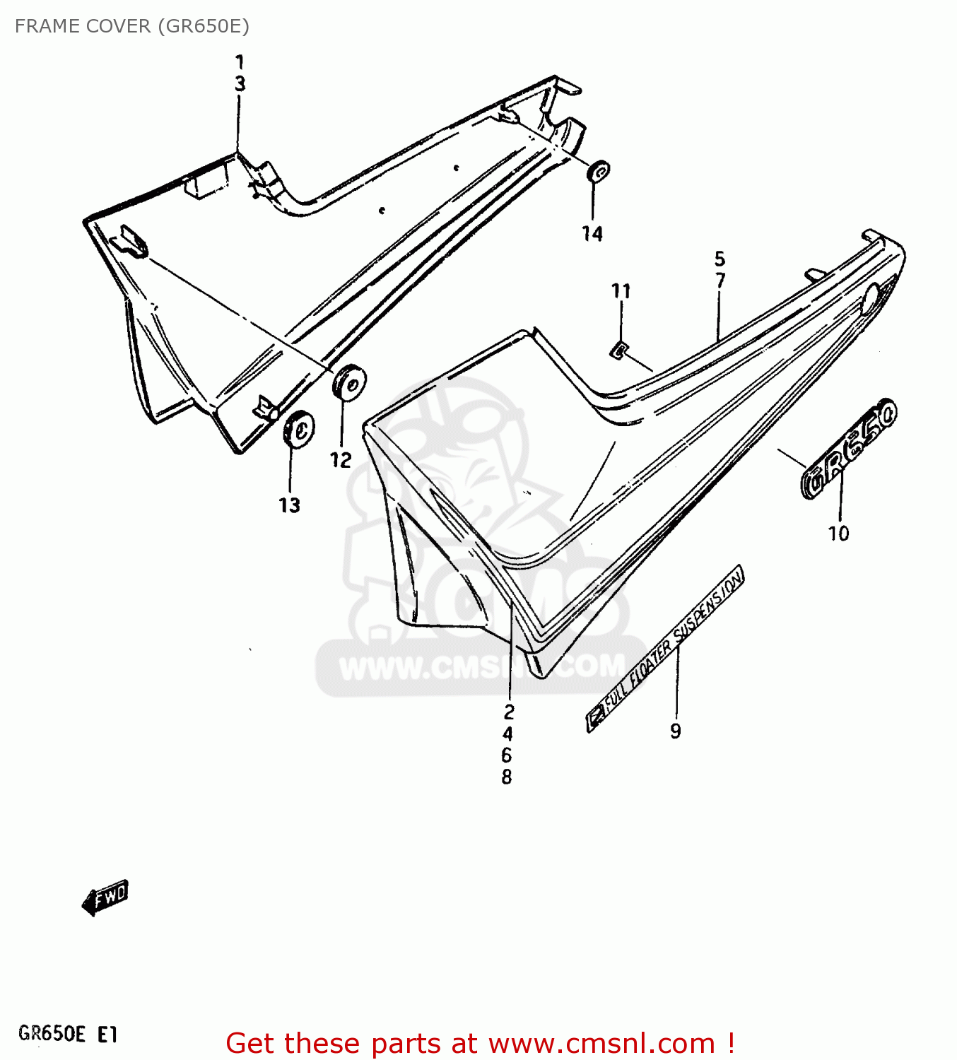 FRAME COVER (GR650E) GR650X 1984 (E) GENERAL EXPORT GERMANY AUSTRALIA (E01 E22 E24)