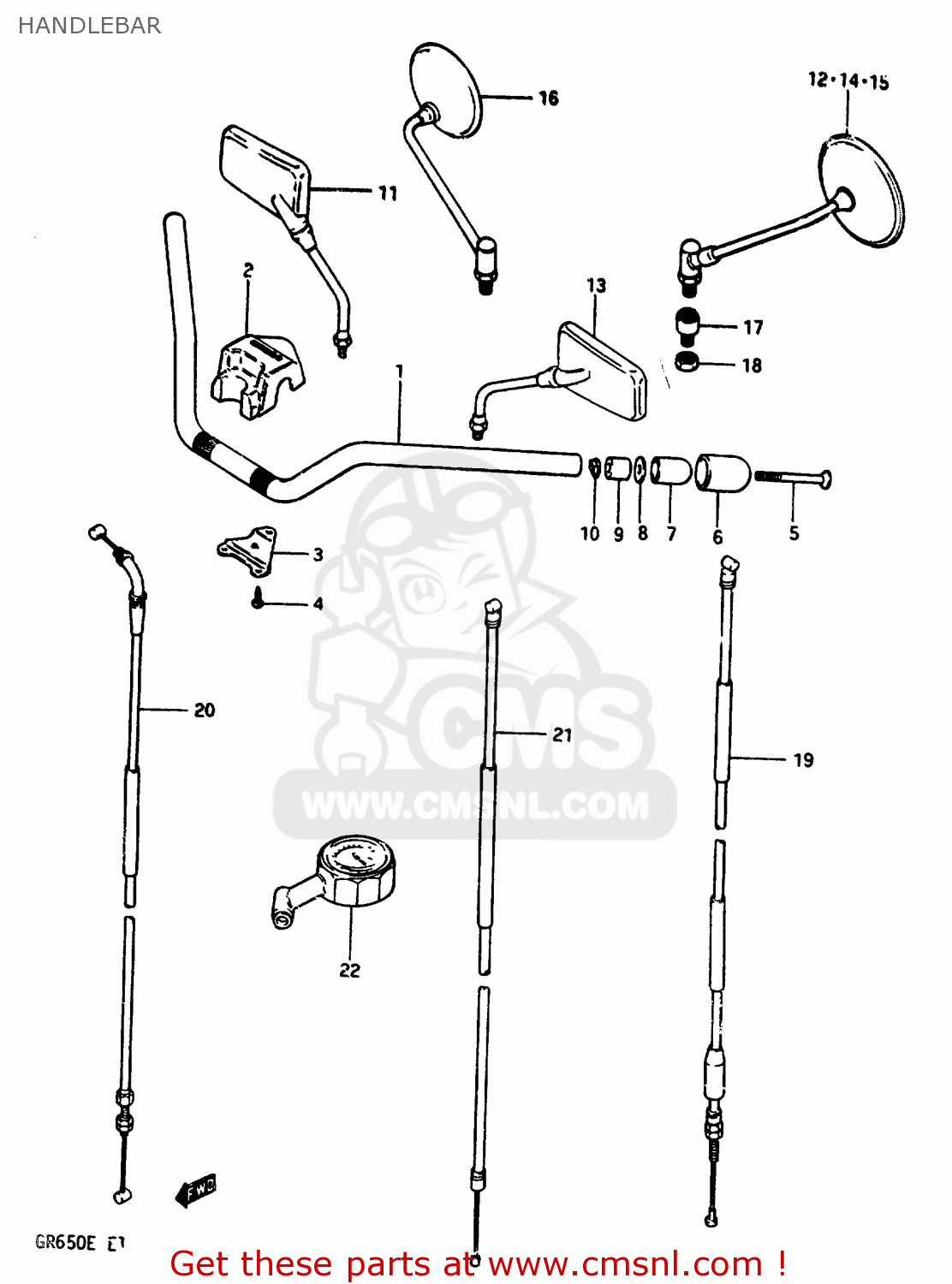 HANDLEBAR GR650X 1984 (E) GENERAL EXPORT GERMANY AUSTRALIA (E01 E22 E24)