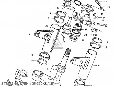 STEERING STEM (GR650XD/XE) - GR650X 1984 (E) GENERAL EXPORT GERMANY AUSTRALIA (E01 E22 E24)