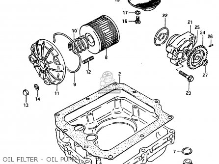 OIL FILTER - OIL PUMP - GR650X 1984 (E) GENERAL EXPORT GERMANY AUSTRALIA (E01 E22 E24)