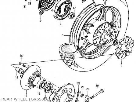 REAR WHEEL (GR650D/E) - GR650X 1984 (E) GENERAL EXPORT GERMANY AUSTRALIA (E01 E22 E24)