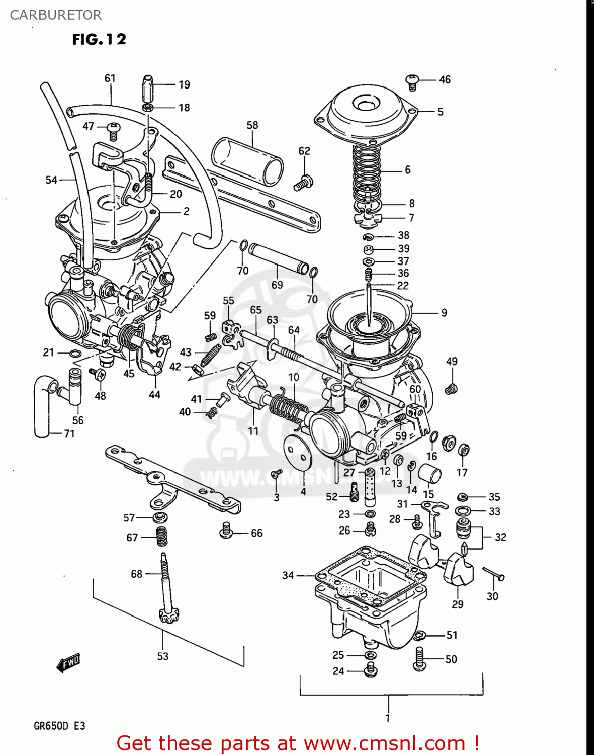 CARBURETOR GR650X TEMPTER 1983 (D) USA (E03)