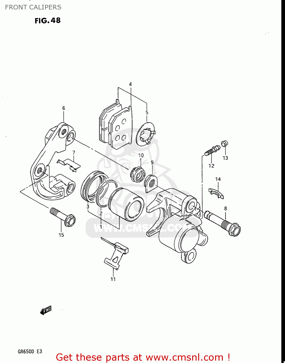 FRONT CALIPERS GR650X TEMPTER 1983 (D) USA (E03)