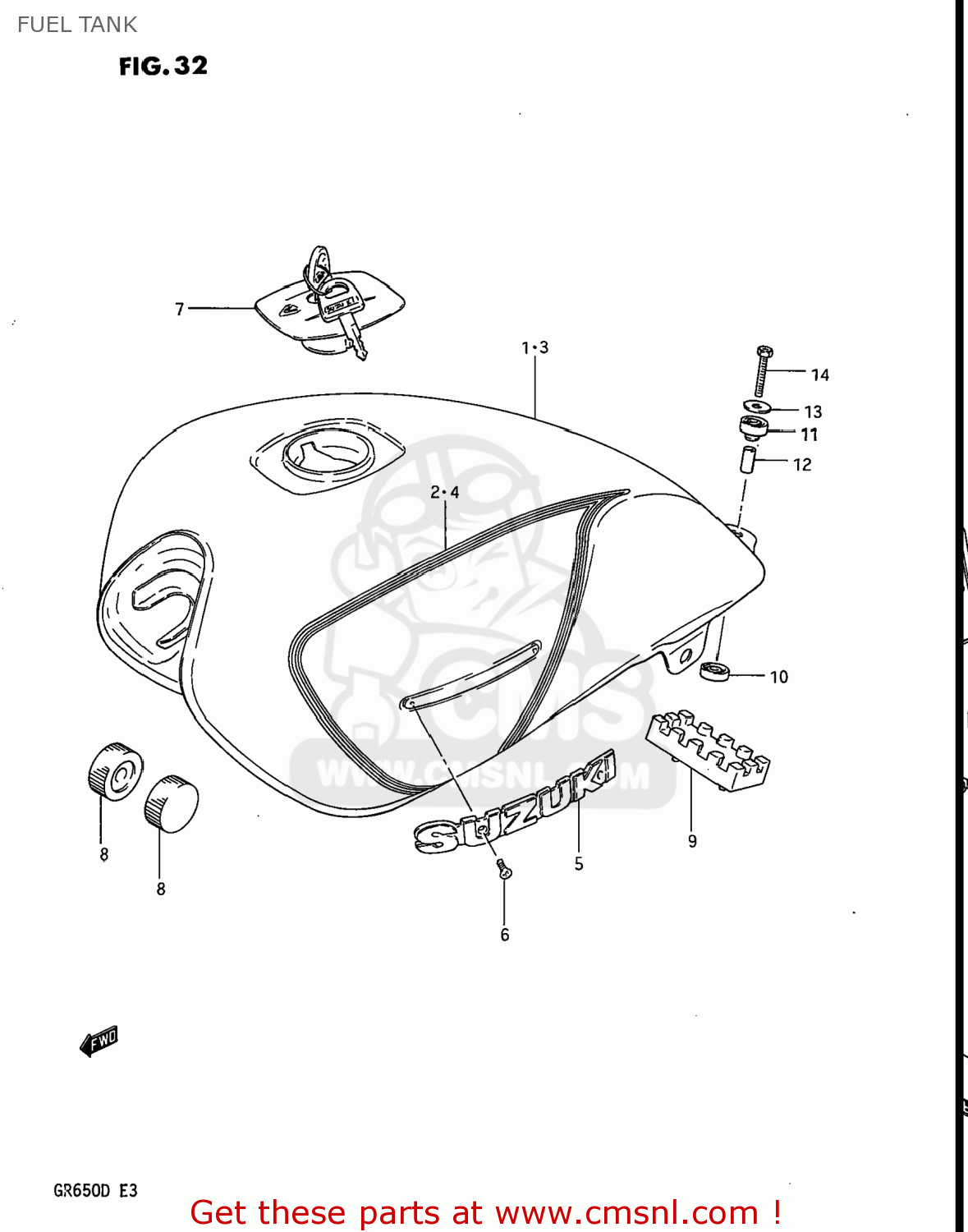 FUEL TANK GR650X TEMPTER 1983 (D) USA (E03)