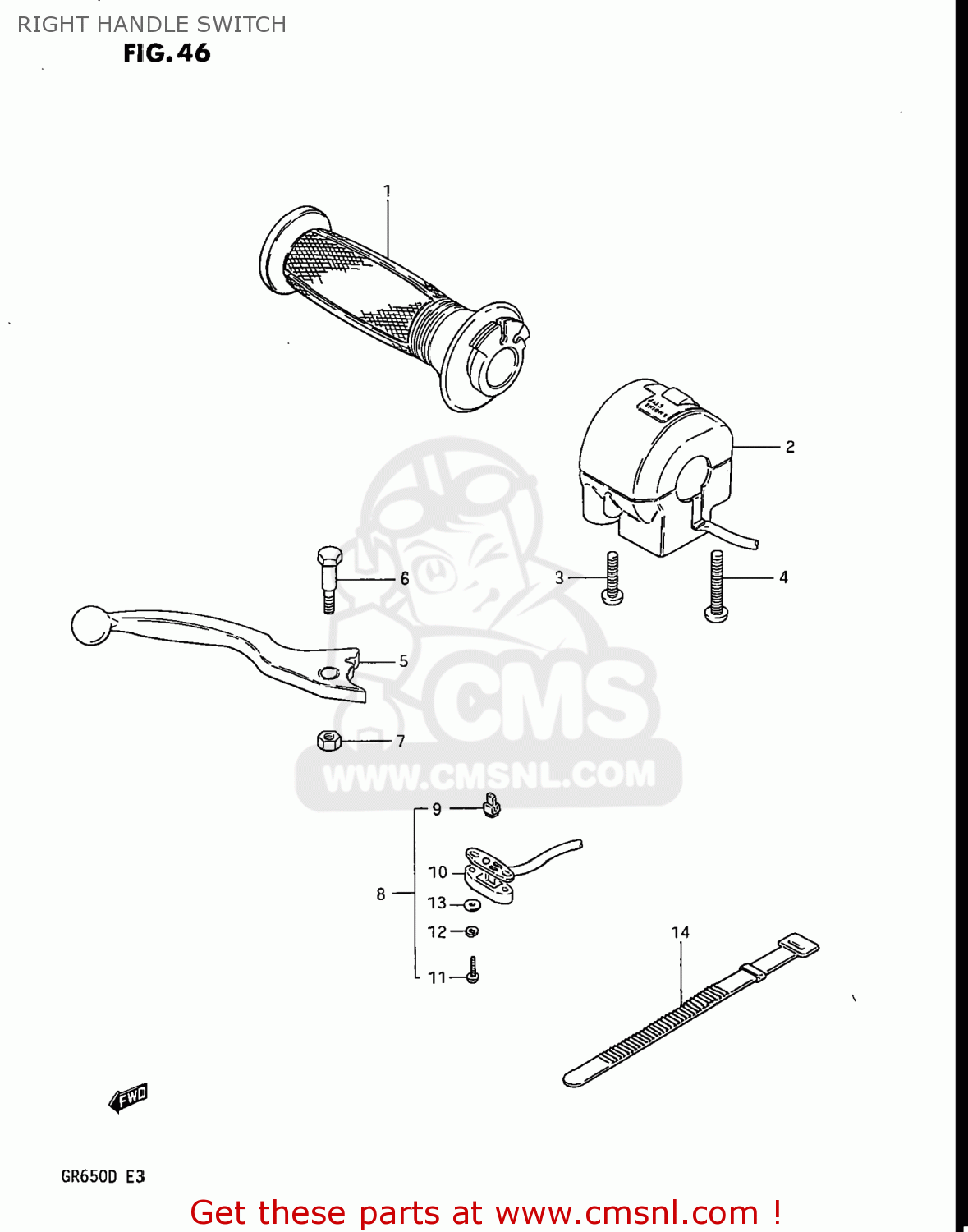 RIGHT HANDLE SWITCH GR650X TEMPTER 1983 (D) USA (E03)