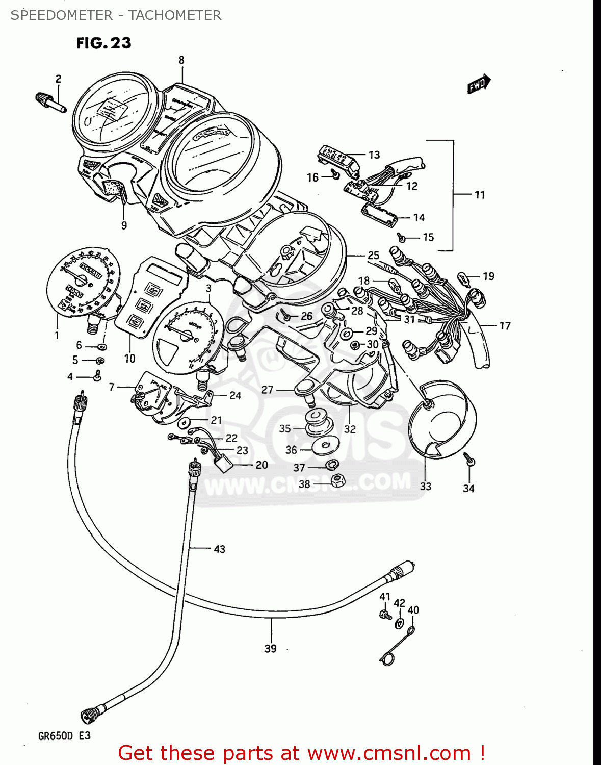 SPEEDOMETER - TACHOMETER GR650X TEMPTER 1983 (D) USA (E03)