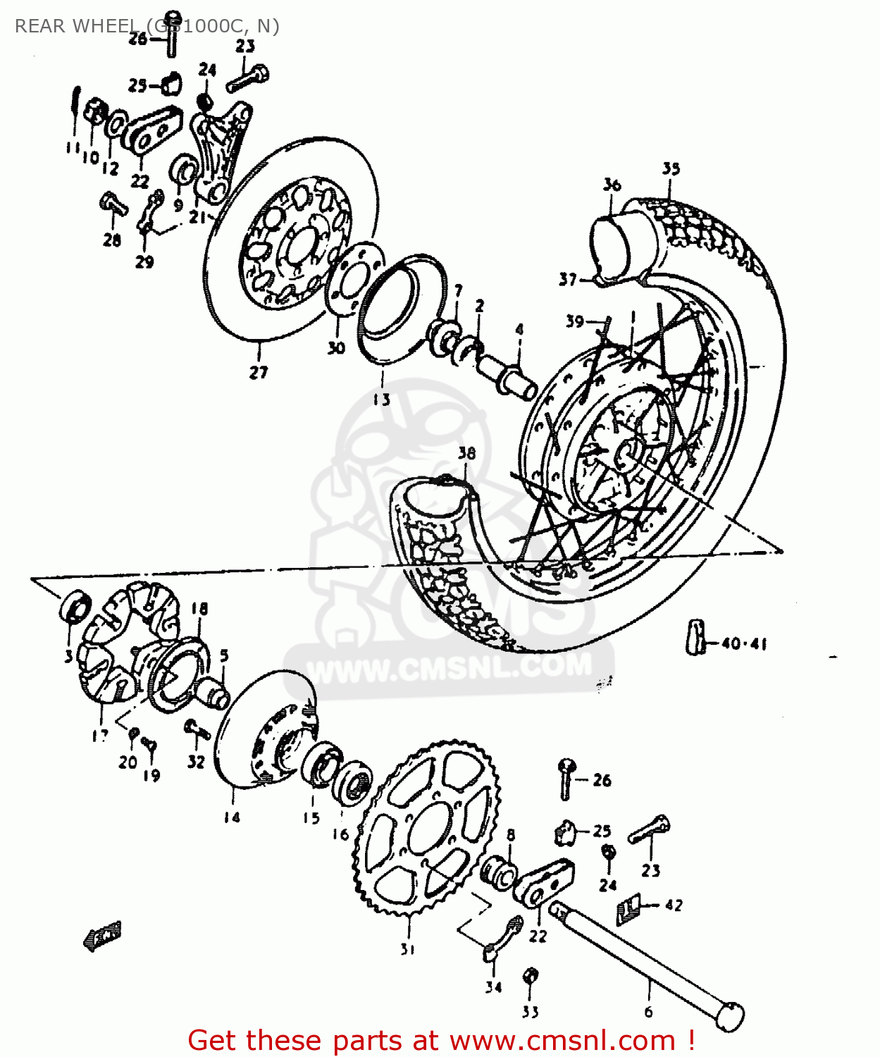 REAR WHEEL (GS1000C, N) GS1000 1978 (C) GENERAL EXPORT (E01)