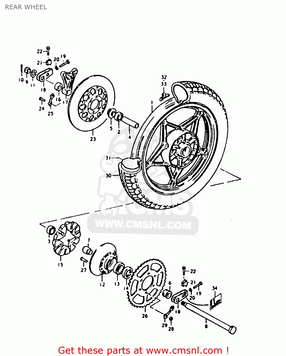 REAR WHEEL GS1000 1979 (S) GENERAL EXPORT (E01)