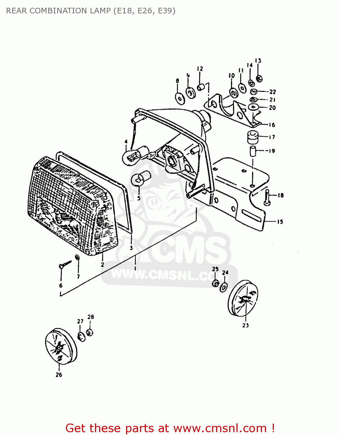 REAR COMBINATION LAMP (E18, E26, E39) GS1000 1980 (T) (E01 E02 E22 E24)