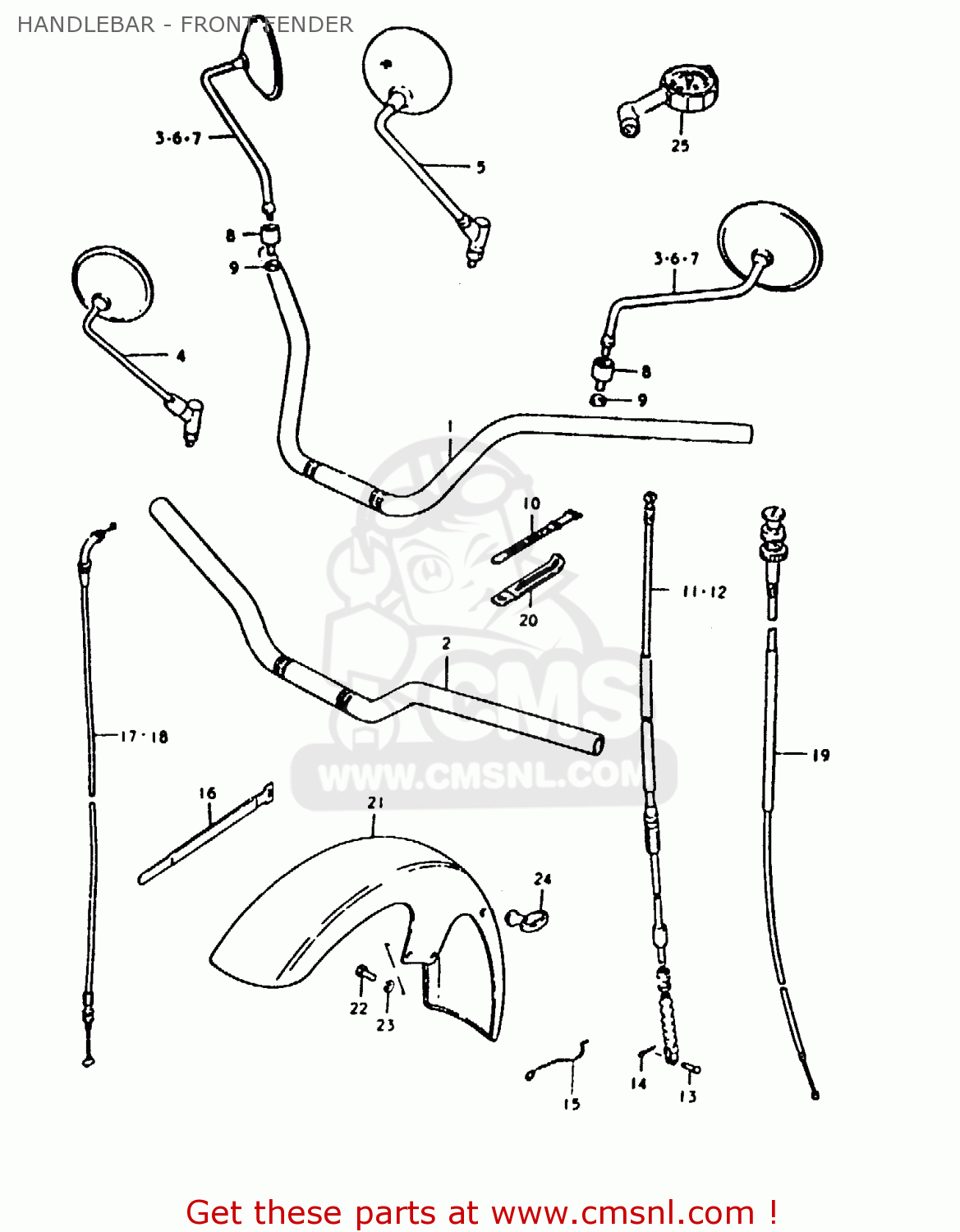 HANDLEBAR - FRONT FENDER GS1000 1980 (T) (E01 E02 E22 E24)