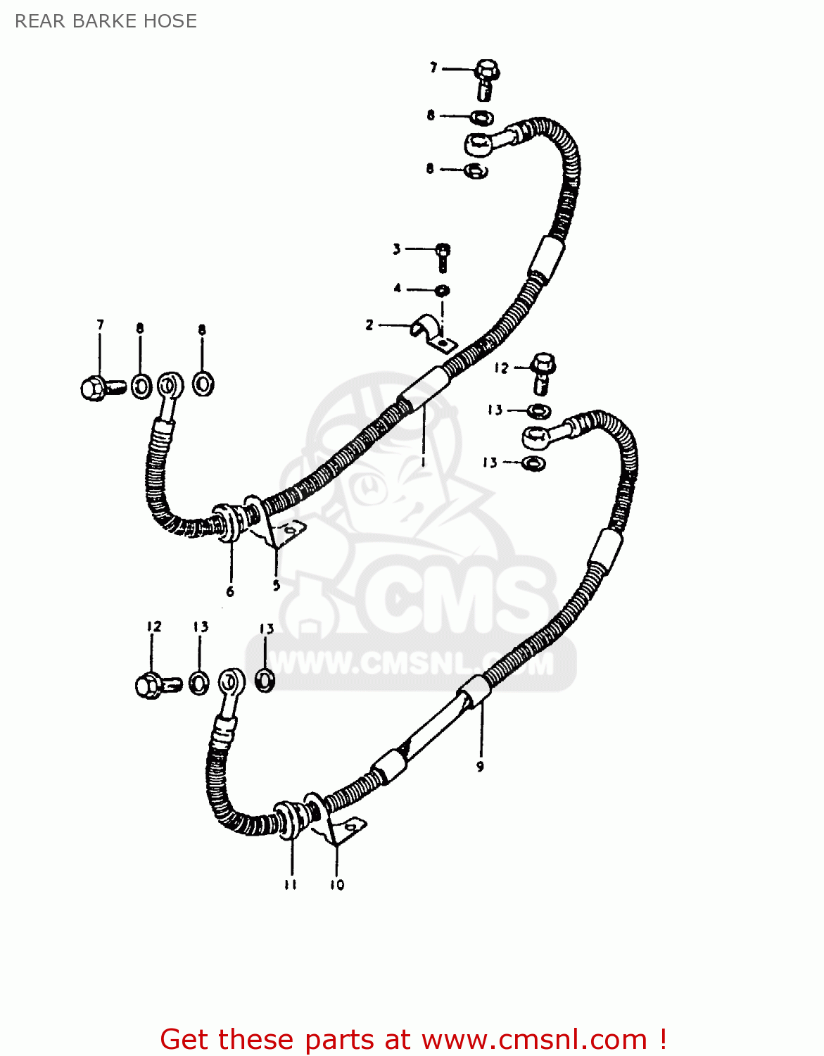 REAR BARKE HOSE GS1000 1980 (T) (E01 E02 E22 E24)