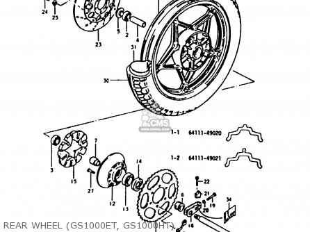 REAR WHEEL (GS1000ET, GS1000HT) - GS1000 1980 (T) (E01 E02 E22 E24)