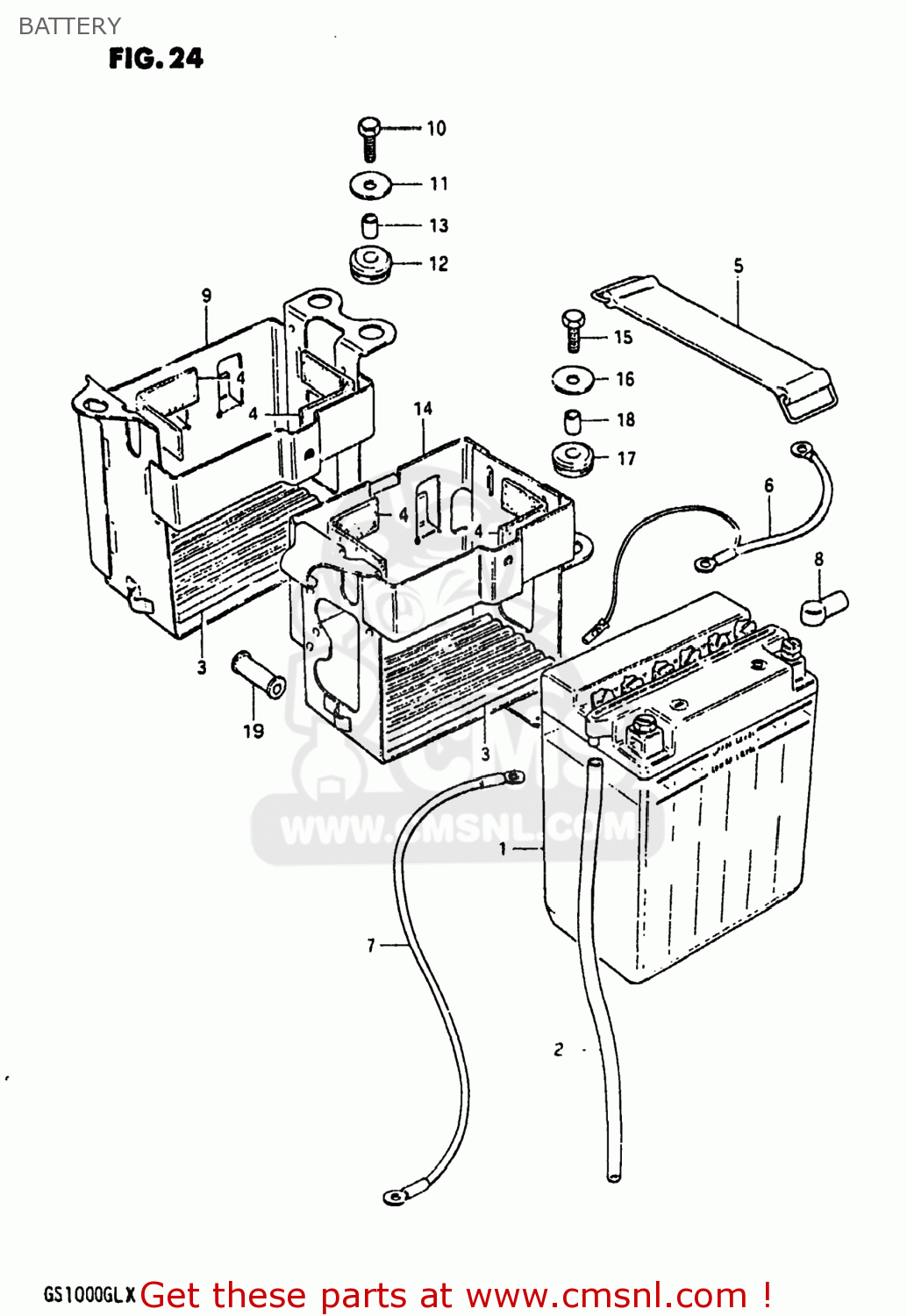 Suzuki GS1000 1980 (T) USA (E03) BATTERY - buy original BATTERY spares ...