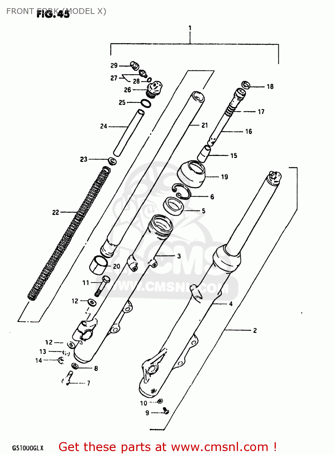 FRONT FORK (MODEL X) GS1000 1980 (T) USA (E03)