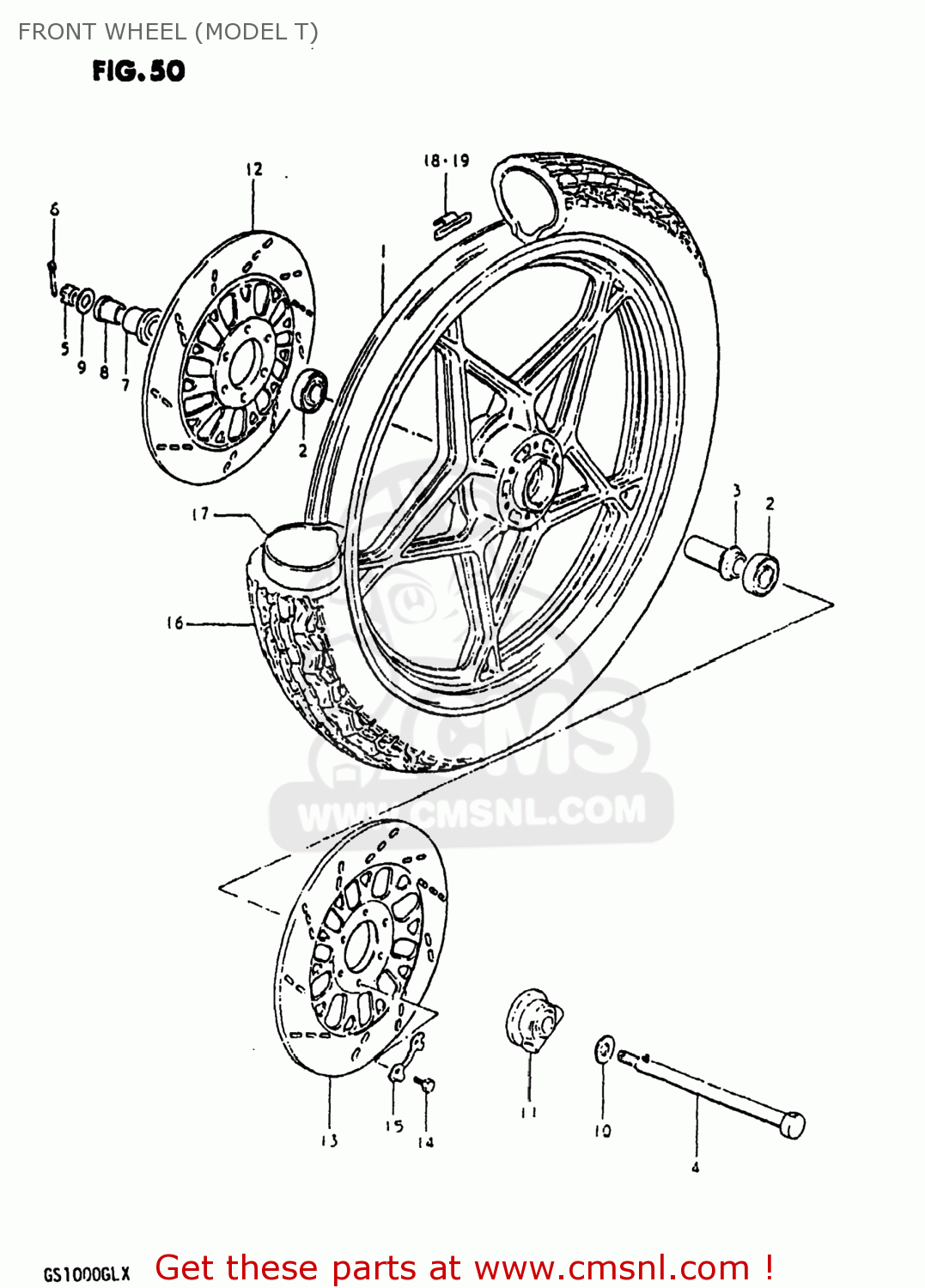 FRONT WHEEL (MODEL T) GS1000 1980 (T) USA (E03)