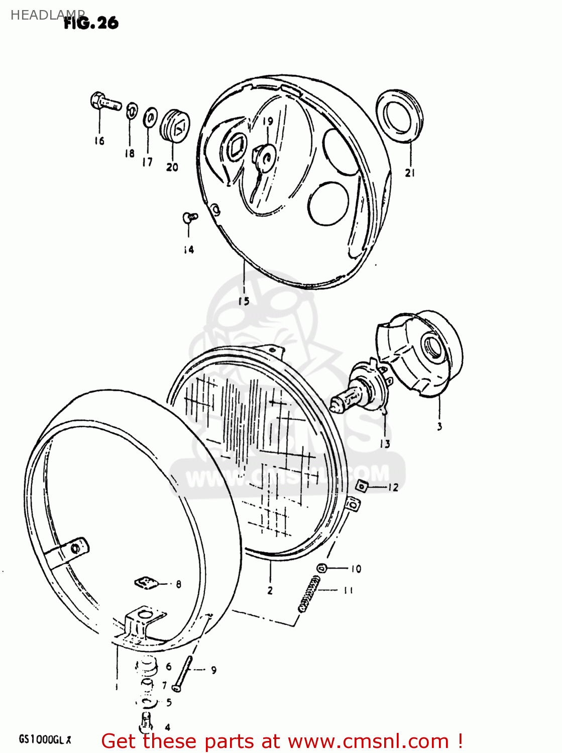 HEADLAMP GS1000 1980 (T) USA (E03)