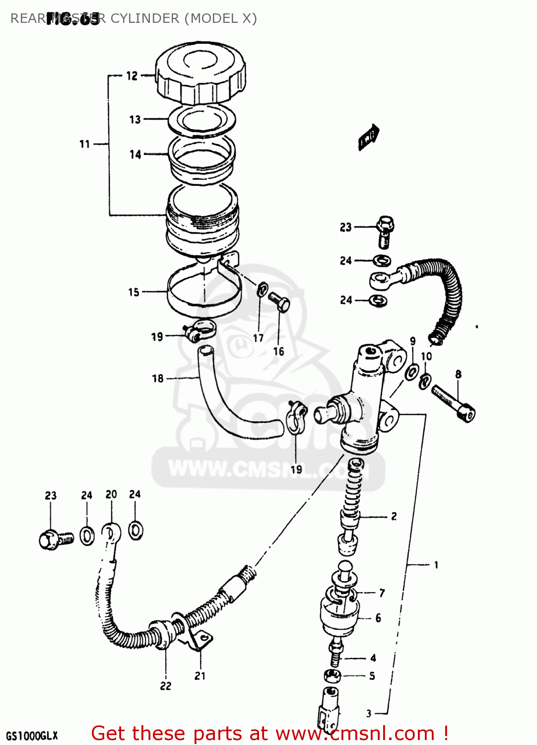 REAR MASTER CYLINDER (MODEL X) GS1000 1980 (T) USA (E03)