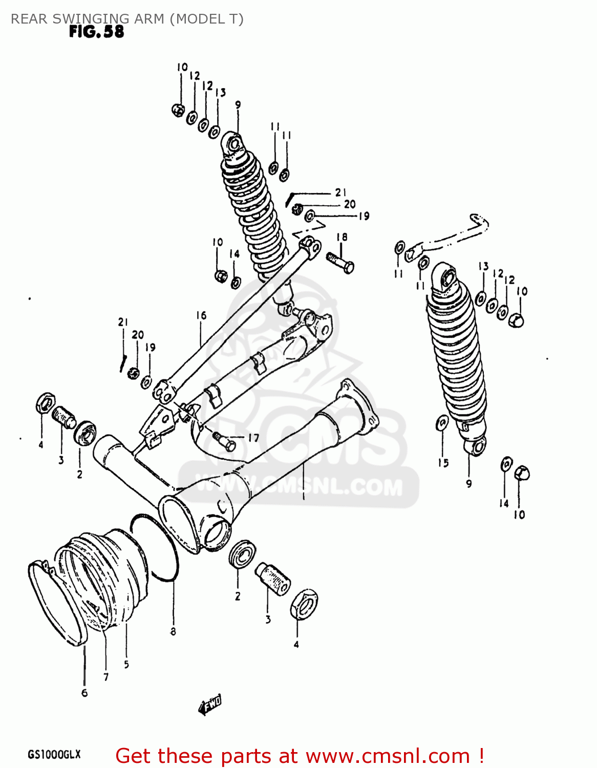 REAR SWINGING ARM (MODEL T) GS1000 1980 (T) USA (E03)