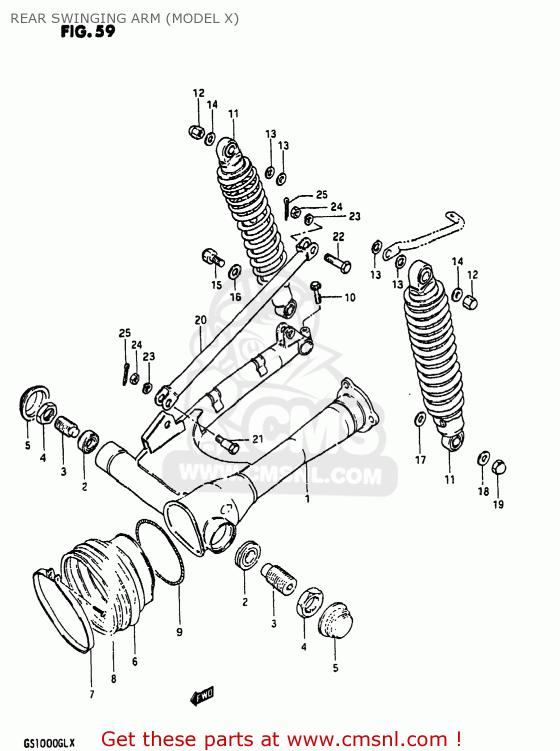 REAR SWINGING ARM (MODEL X) GS1000 1980 (T) USA (E03)
