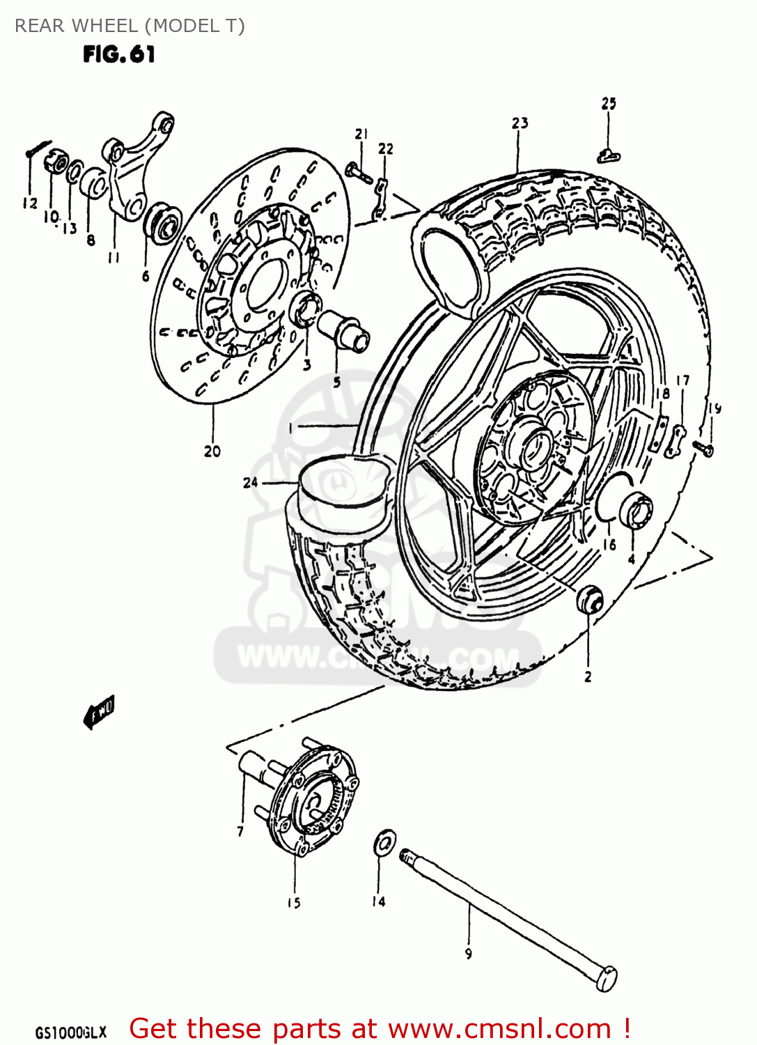 REAR WHEEL (MODEL T) GS1000 1980 (T) USA (E03)