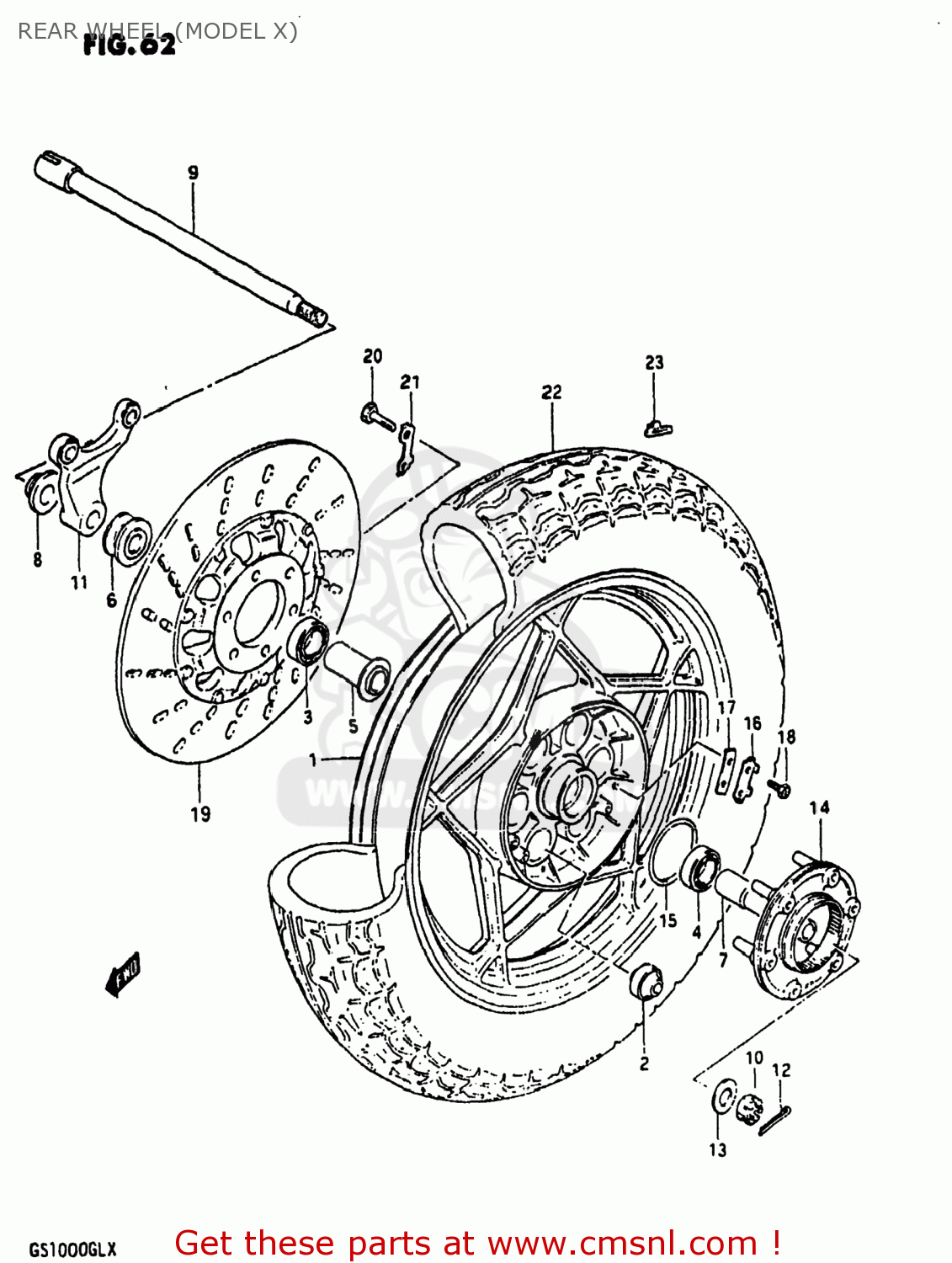 REAR WHEEL (MODEL X) GS1000 1980 (T) USA (E03)