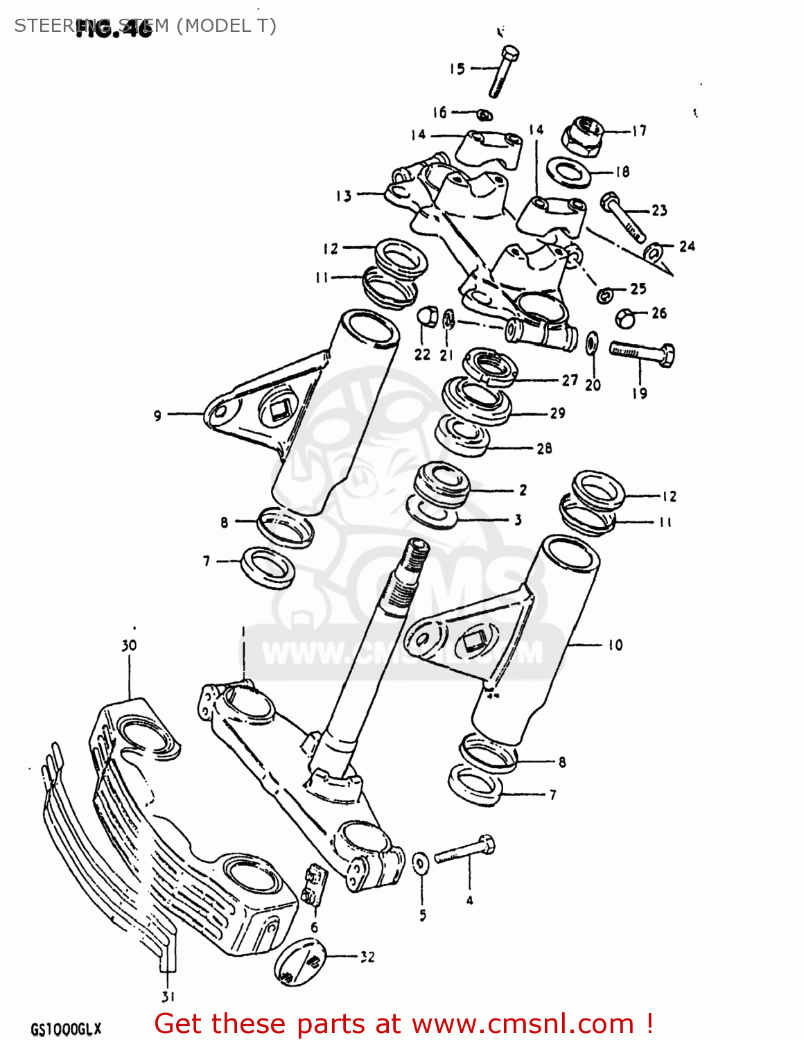 STEERING STEM (MODEL T) GS1000 1980 (T) USA (E03)