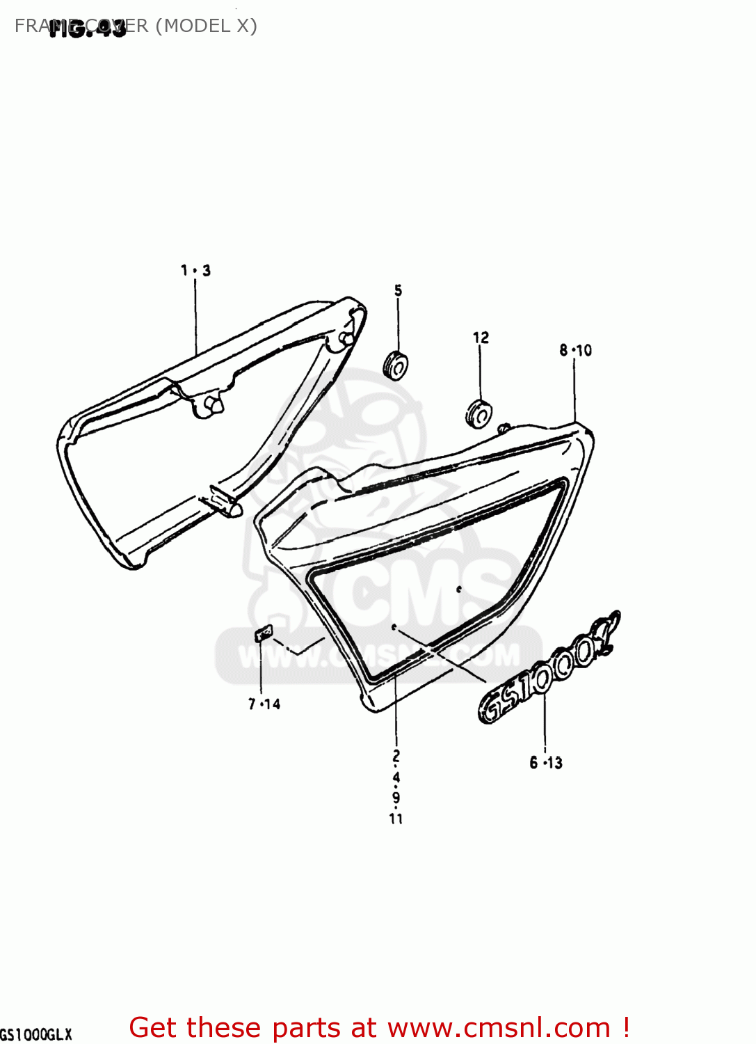 Suzuki GS1000 1981 (X) USA (E03) FRAME COVER (MODEL X) - buy original ...