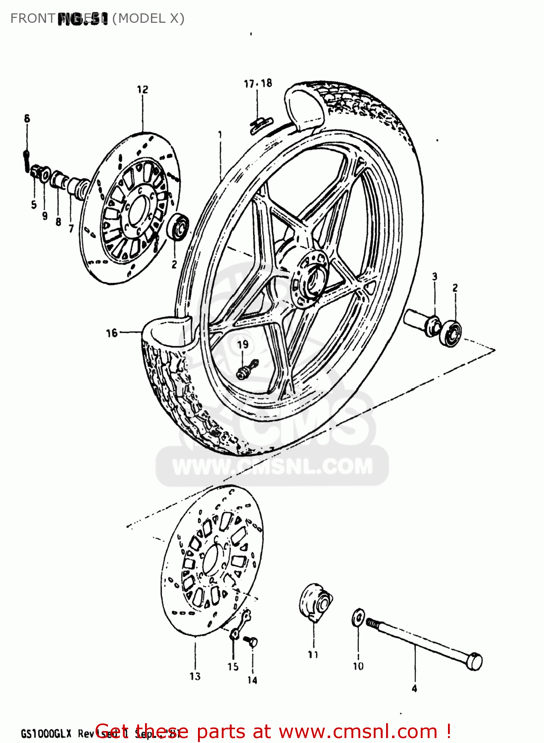 FRONT WHEEL (MODEL X) GS1000 1981 (X) USA (E03)