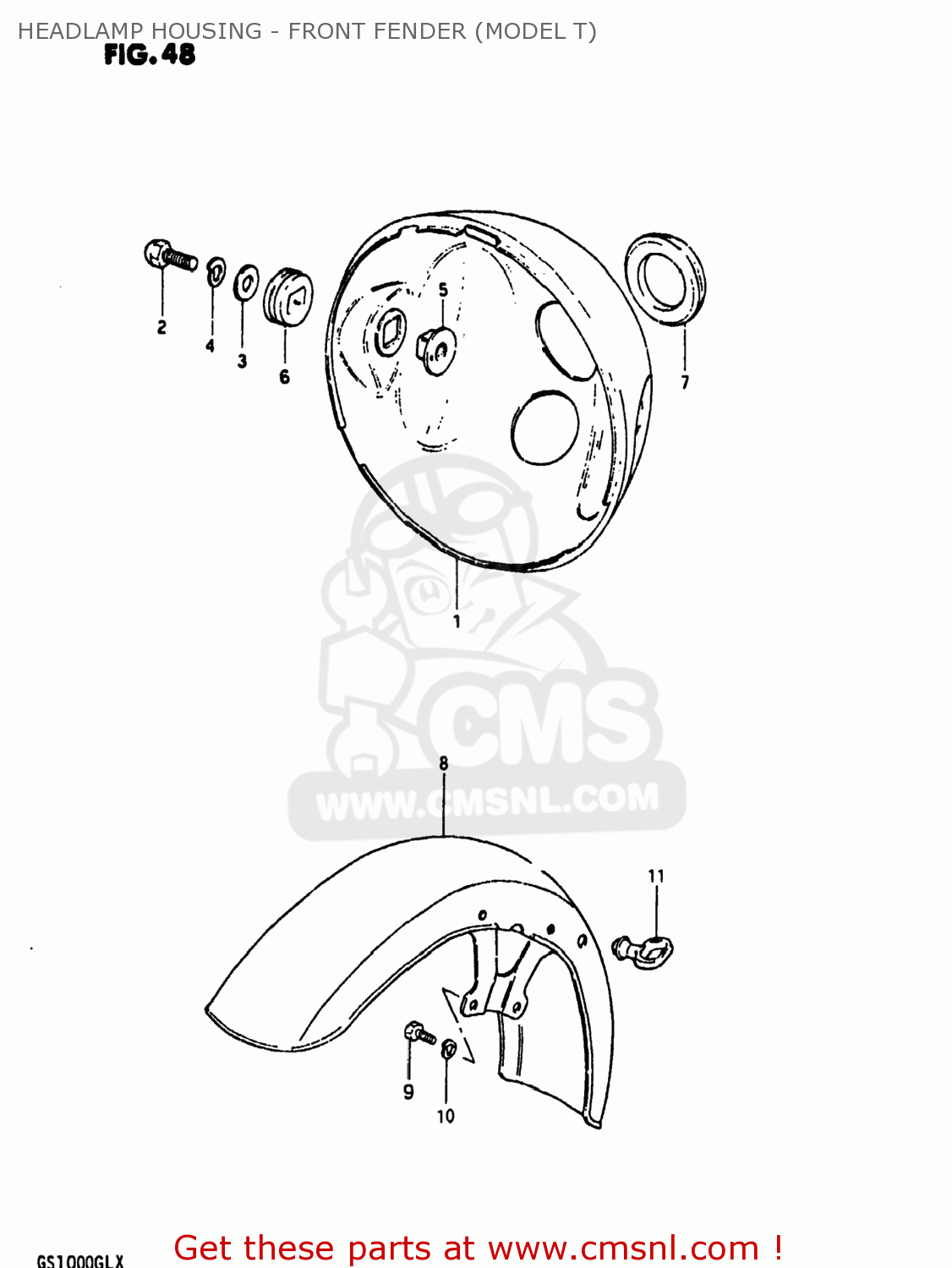 HEADLAMP HOUSING - FRONT FENDER (MODEL T) GS1000 1981 (X) USA (E03)