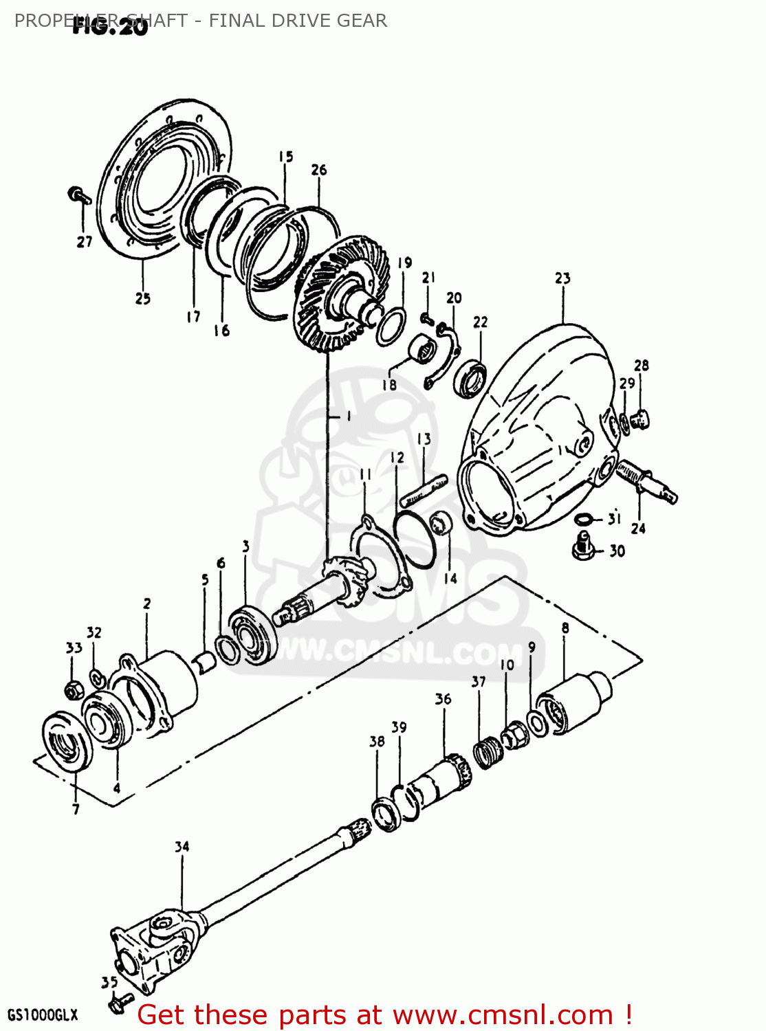 PROPELLER SHAFT - FINAL DRIVE GEAR GS1000 1981 (X) USA (E03)
