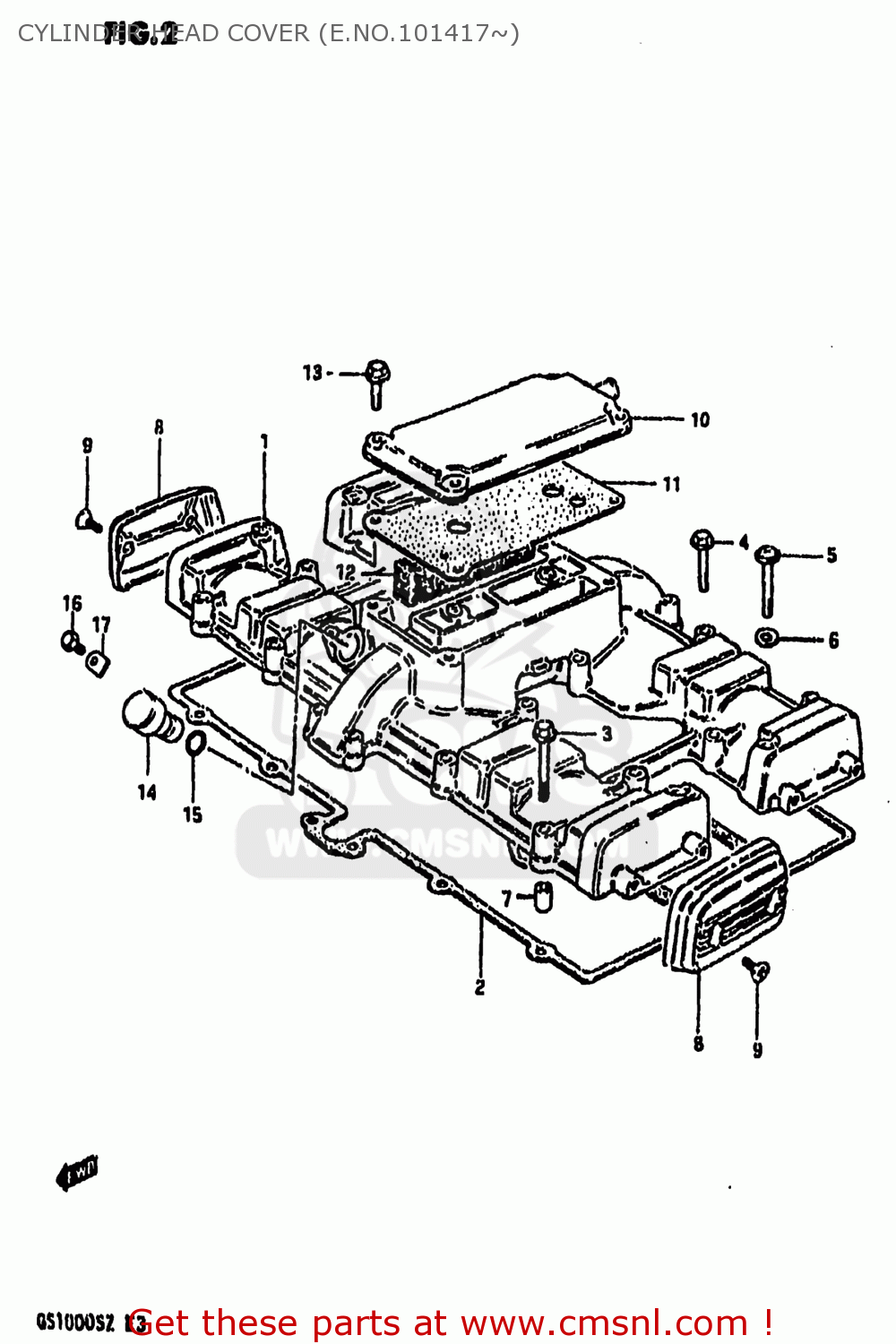 CYLINDER HEAD COVER (E.NO.101417~) GS1000 1982 (Z) USA (E03)