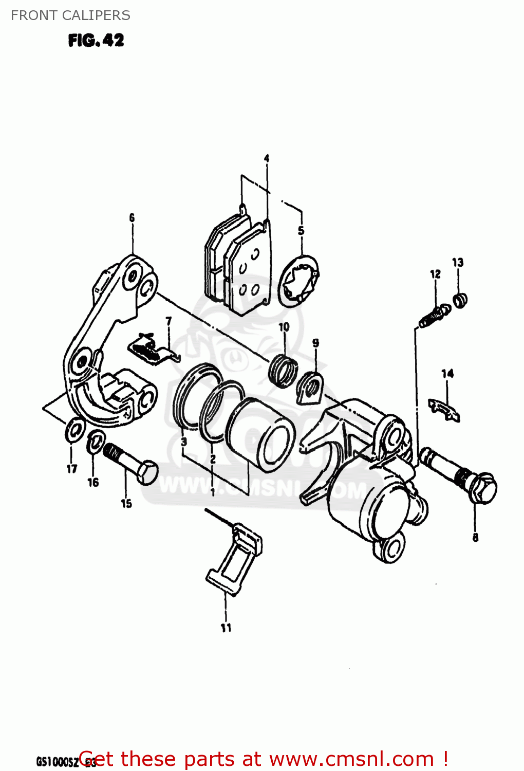 FRONT CALIPERS GS1000 1982 (Z) USA (E03)