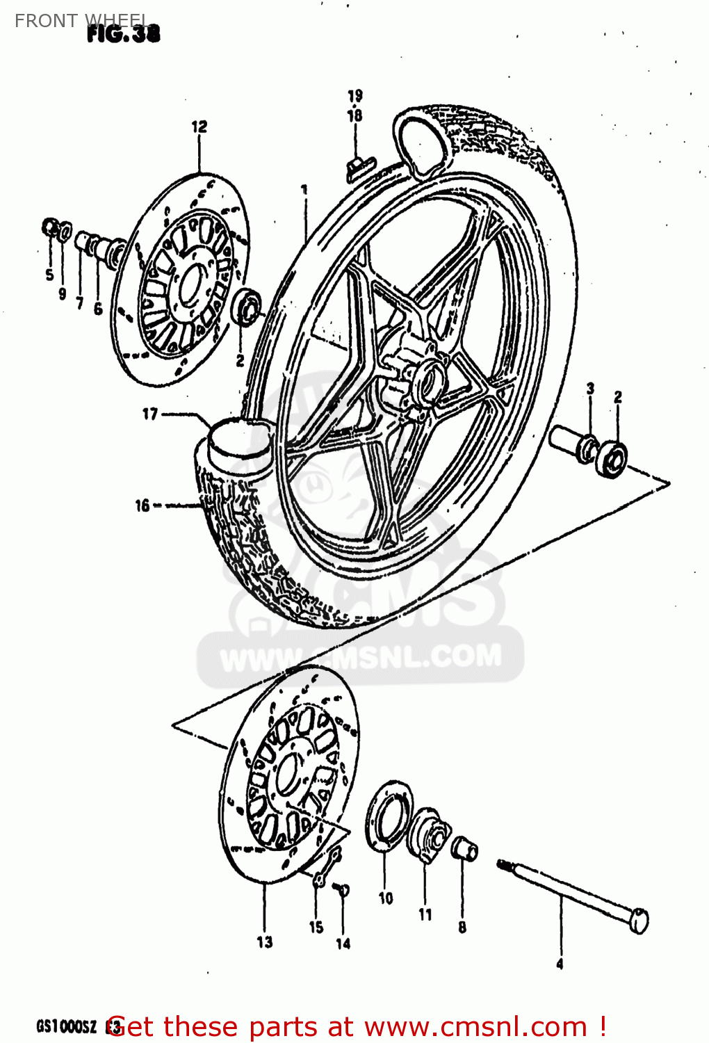 FRONT WHEEL GS1000 1982 (Z) USA (E03)