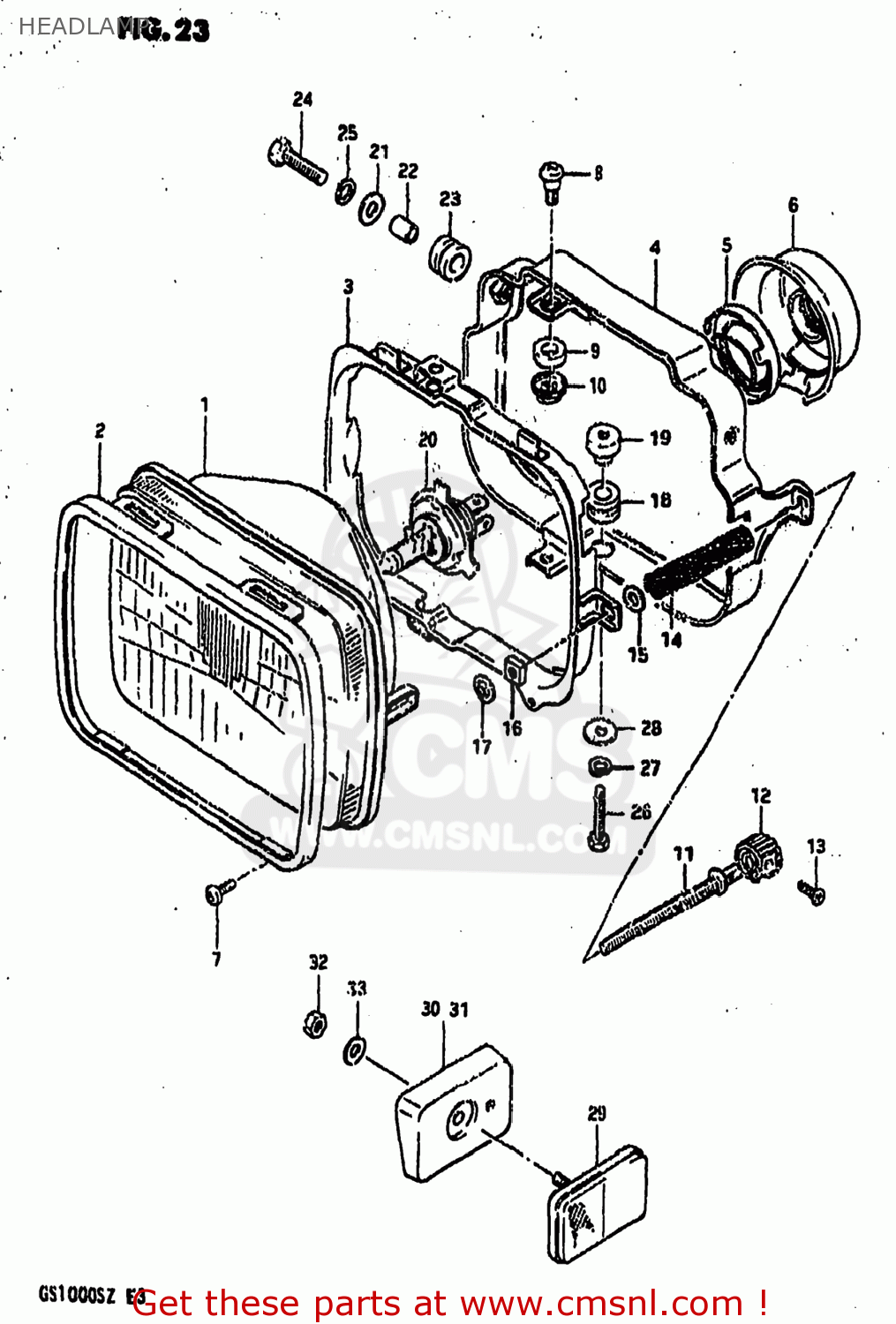 HEADLAMP GS1000 1982 (Z) USA (E03)