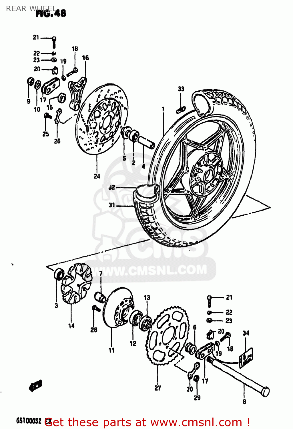 REAR WHEEL GS1000 1982 (Z) USA (E03)